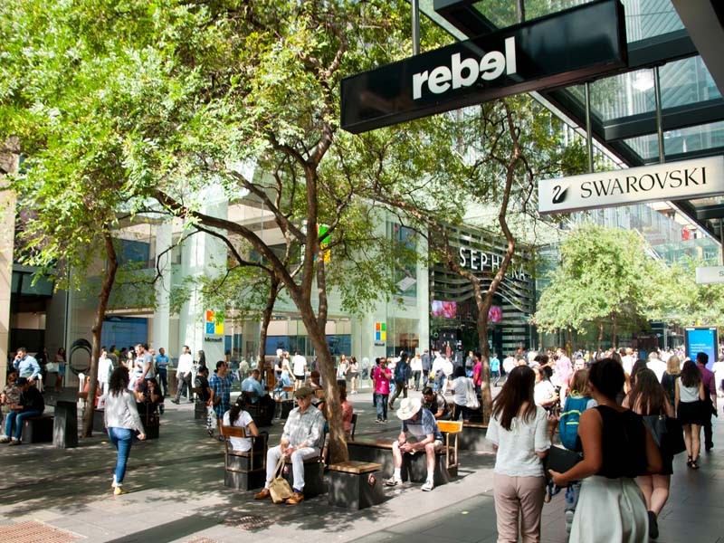 SYDNEY, AUSTRALIA - April 6, 2018: Iconic Pitt Street Mall is Australia's busiest and most cosmopolitan shopping area; Shutterstock ID 1063821104; Country: Australia; Business Line: Marketing; Cost Centre: A123